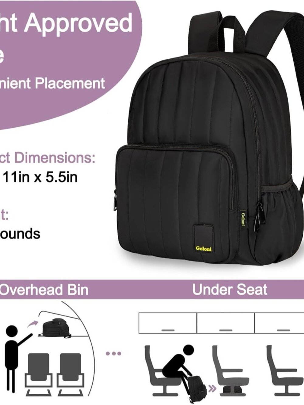 Puffer Laptop Backpack for Women, 14.7 Inch Waterproof Quilted Backpack,Lightwei - Picture 5 of 7